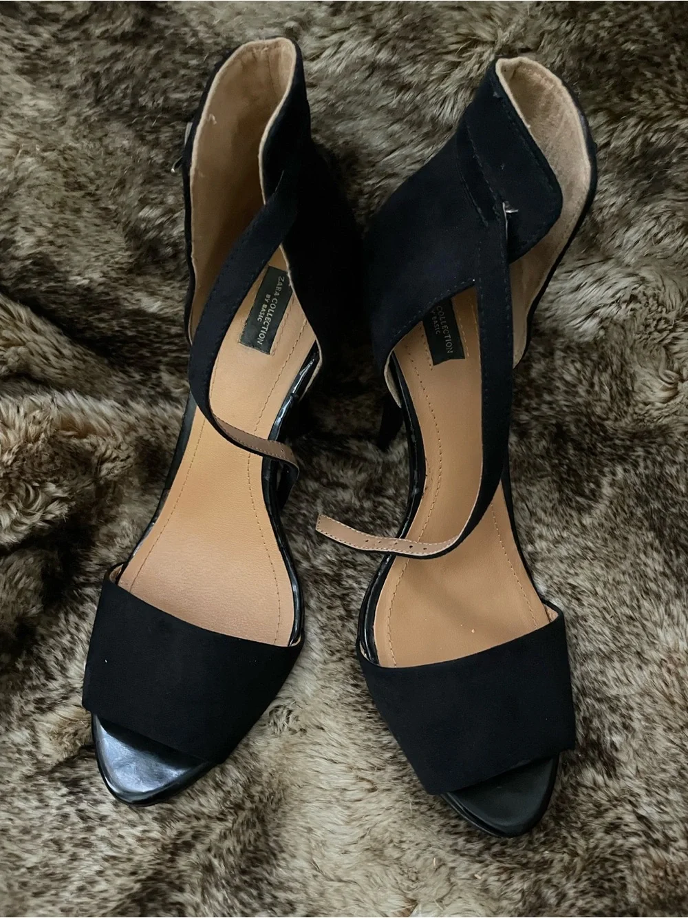 Zara Black Peep-Toe Ankle Wrap Sandals - Picture 2 of 6